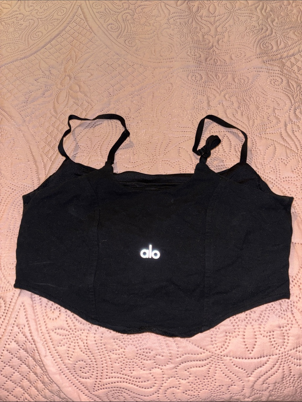 ALO Yoga Black Crop Tank Bra with Logo